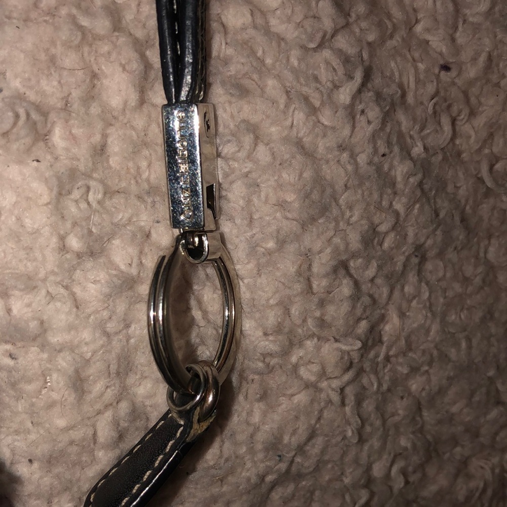 Liz Claiborne black leather strap key ring , new